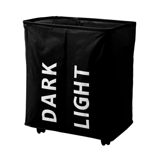Large Laundry Basket Foldable Hamper With Wheels, Black