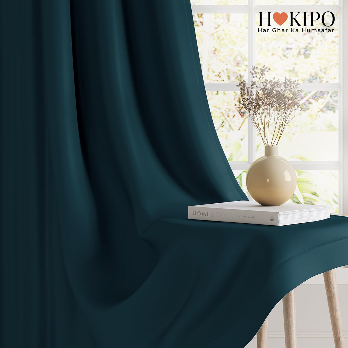 HOKIPO Midnight True Blackout Curtains, 7 Feet Long - Peacock Blue - image 7