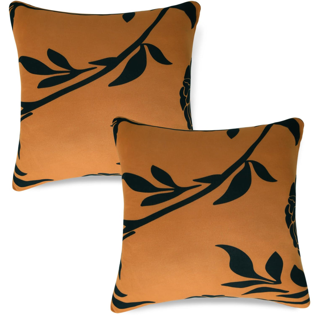 Best Copper Brown Floral Print square cushion cover online