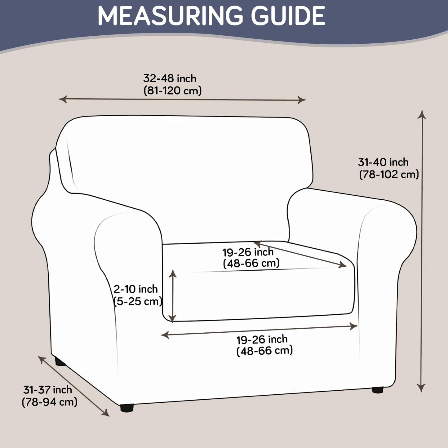 Printed Stretchable Sofa Slipcover with 1/2/3 Pc Separate Seat Cushion Cover for each 1/2/3 Seater,Frost Blue Foilage