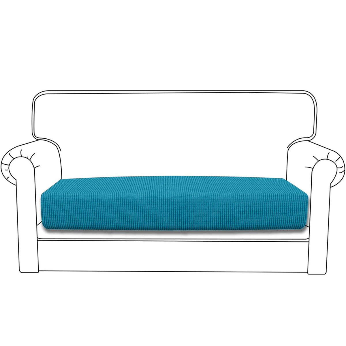 Stretchable Thick Jacquard Textured Seat Cushion Cover for 1/2/3 Seaters / Pieces for Sofa, Teal