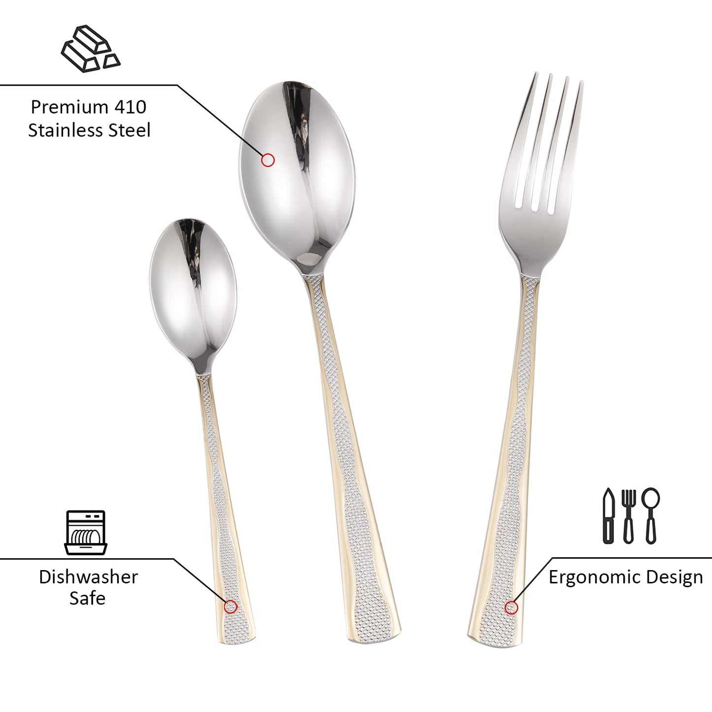 Cutlery Set of 18 / 24 Pcs Stainless Steel Flatware Set, Mirror Finish - Silverware