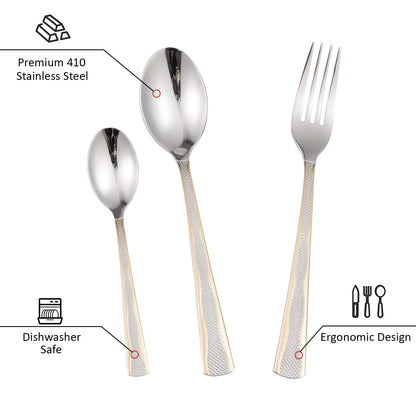Cutlery Set of 18 / 24 Pcs Stainless Steel Flatware Set, Mirror Finish - Silverware