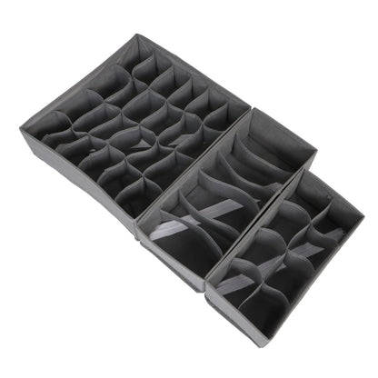 Non-Woven Fabric Undergarment Organizer Storage Box For Drawers Bra Panty Socks Tie Lingerie Organizer For Wardrobe, Grey