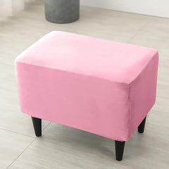 Premium 210 GSM Velvet Stretchable Ottoman Foot Rest Stool Cover, Pink