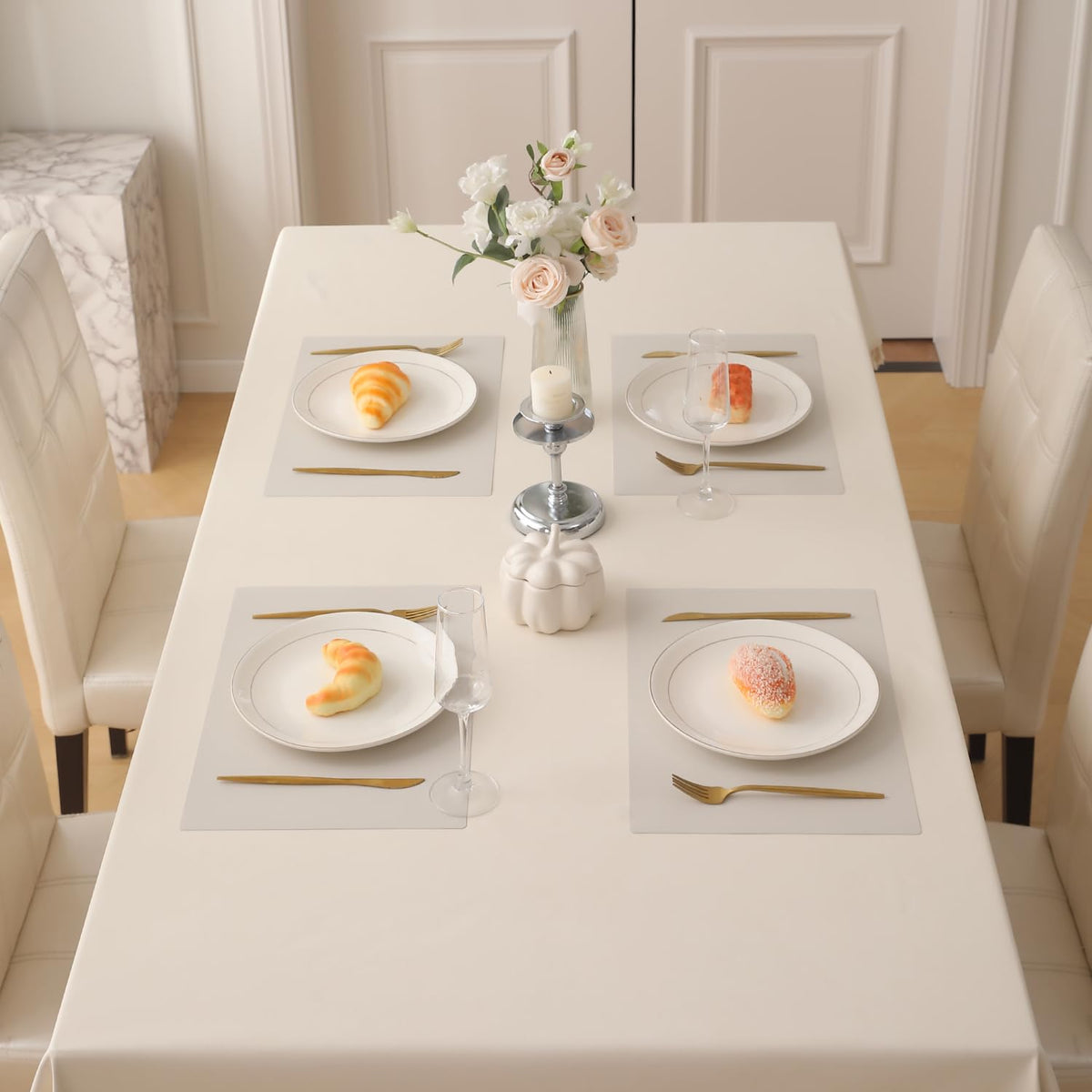 Buy Beige pp waterproof dining table mats set of 4 