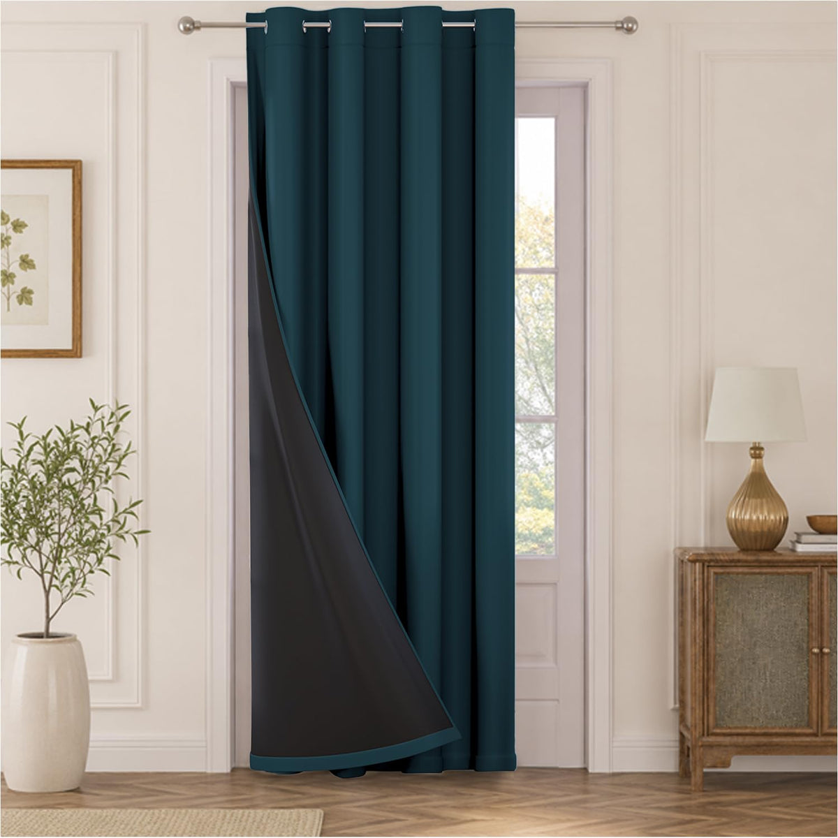 HOKIPO Midnight True Blackout Curtains, 7 Feet Long - Peacock Blue