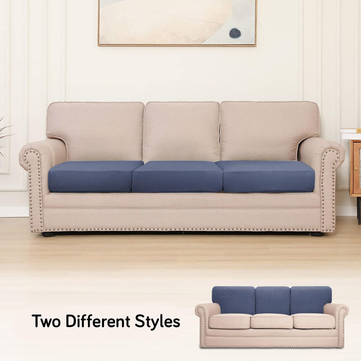 Stretchable Thick Jacquard Textured Seat Cushion Cover for 1/2/3 Seaters / Pieces for Sofa, Dark Grey