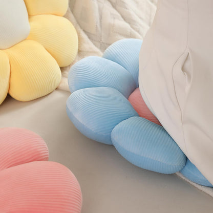 Luxury Flower Plush Decorative Pillow – Ultra-Soft Seating Cushion (42 cm, Soft Blue)