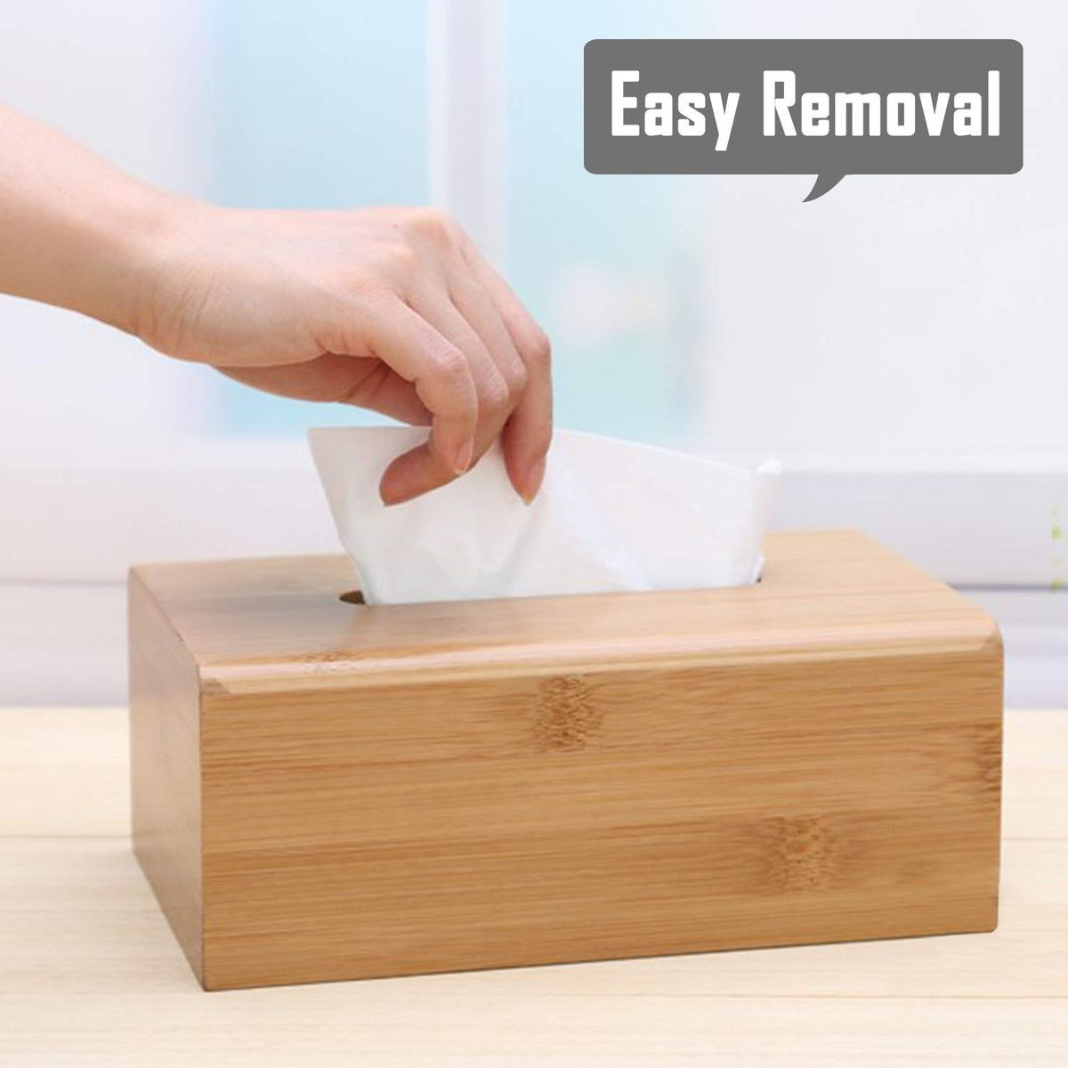 Buy rectangular bamboo tissue paper box | HOKIPO