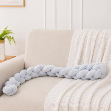 HOKIPO Braided Knot Chain Pillow for Sofa & Bed, 200 cm, Blue