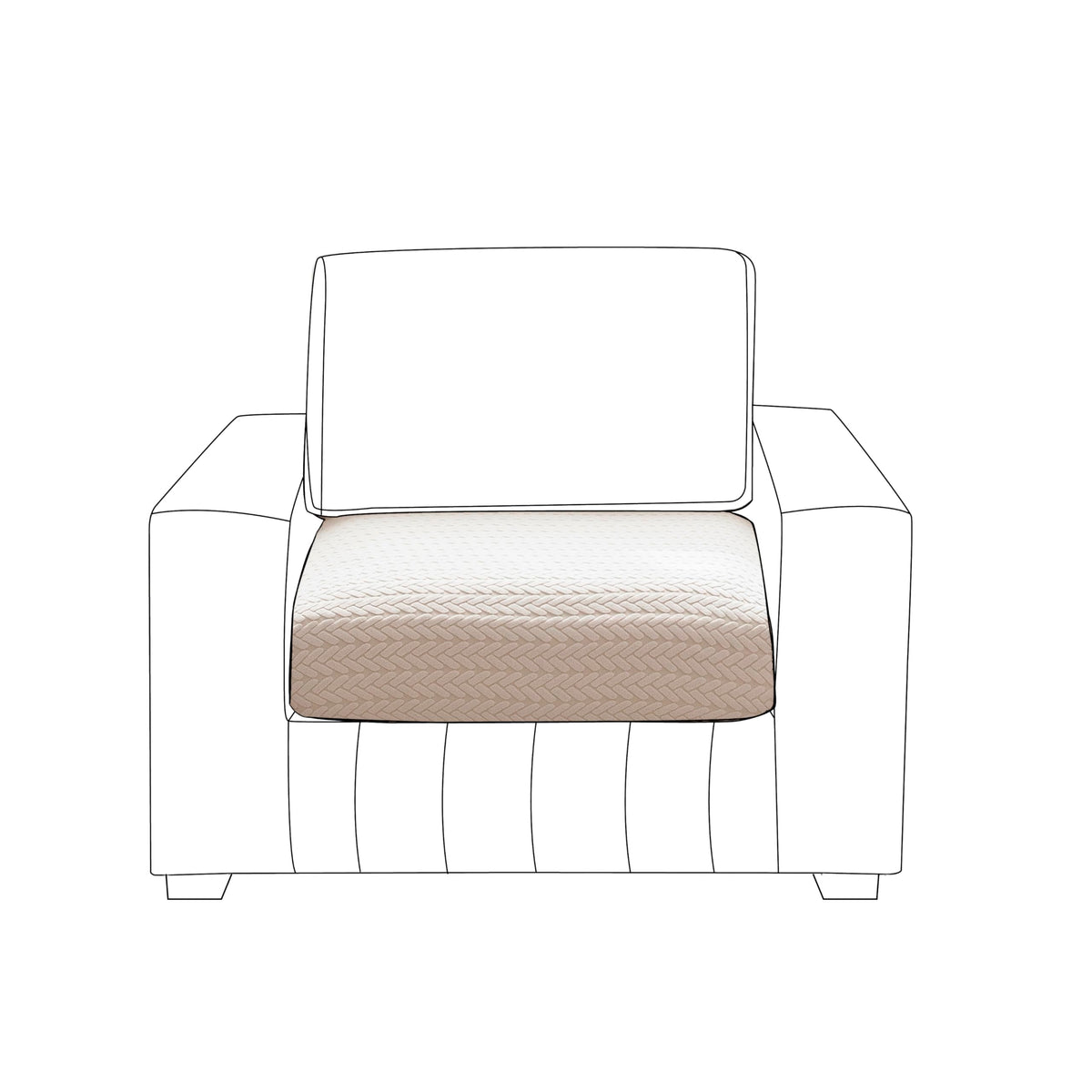 Stretchable Thick Jacquard Textured Seat Couch Cushion Cover for 1/2/3 Seaters, Beige