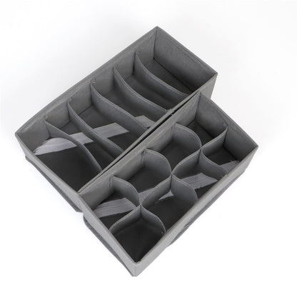 Non-Woven Fabric Undergarment Organizer Storage Box For Drawers Bra Panty Socks Tie Lingerie Organizer For Wardrobe, Grey