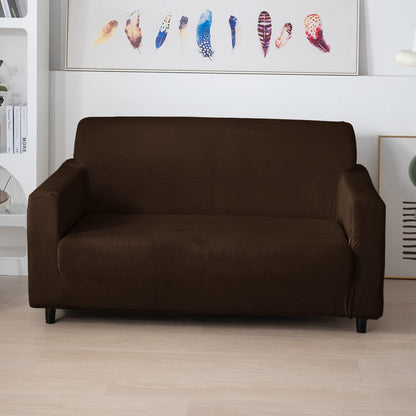 Elastic Stretchable Premium Velvet Sofa Cover, Brown