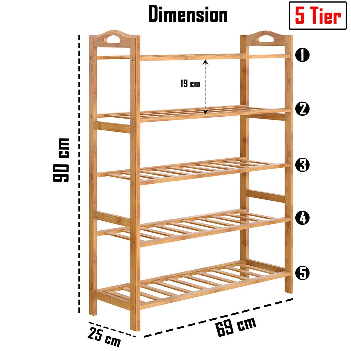 Bamboo 3/4/5 Tier Shoe Racks Slipper Stand Chappal Storage Organizer Utility Racks