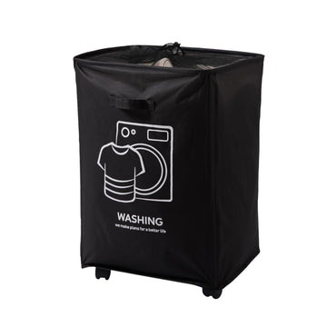 Laundry Basket Bag with Wheels Hamper, Black