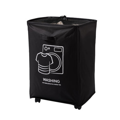 Laundry Basket Bag with Wheels Hamper, Black