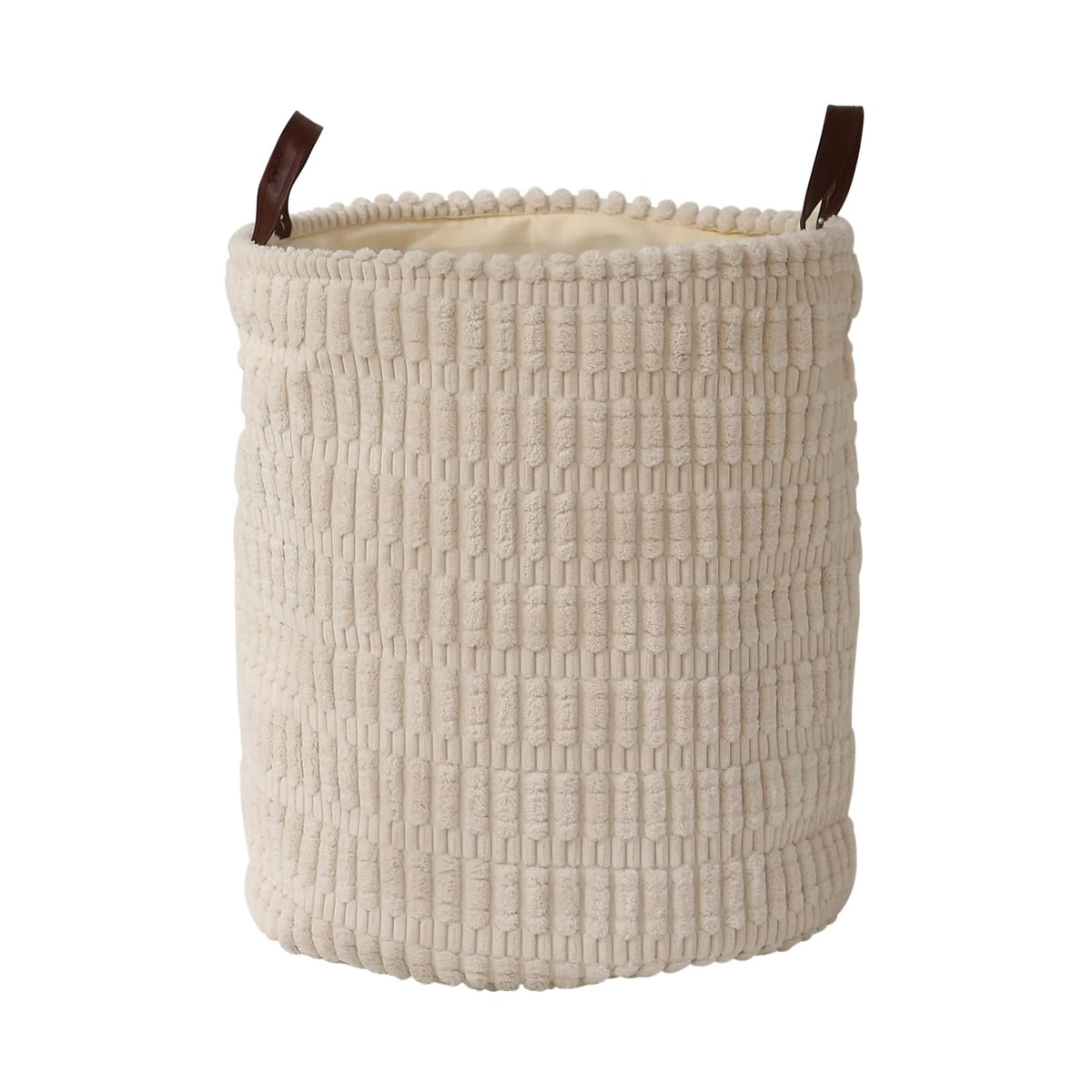 Folding Laundry Bag for Clothes Hamper Collapsible Storage Basket, Cream