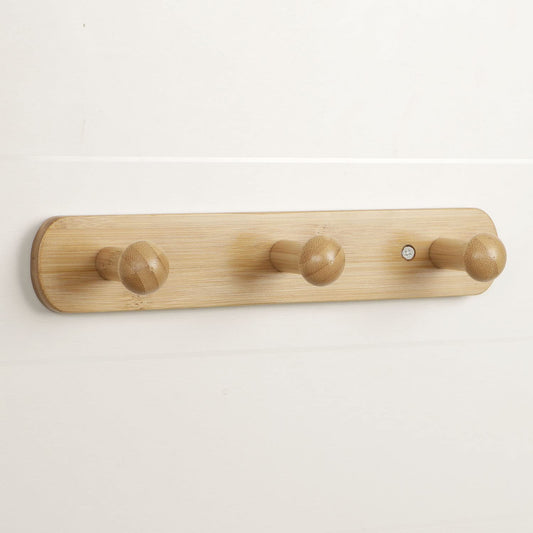 Bamboo Wooden Heavy Duty Wall Mounted Hooks for Hanging - 3/4/5 Hooks Rail