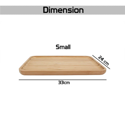 Wooden Bamboo Serving Tray, Small, Rectangular