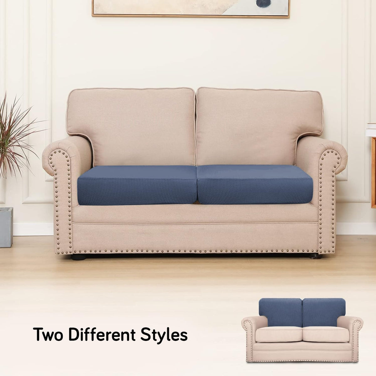Stretchable Thick Jacquard Textured Seat Cushion Cover for 1/2/3 Seaters / Pieces for Sofa, Dark Grey