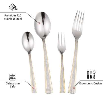 Cutlery Set of 18 / 24 Pcs Stainless Steel Flatware Set, Mirror Finish - Silverware