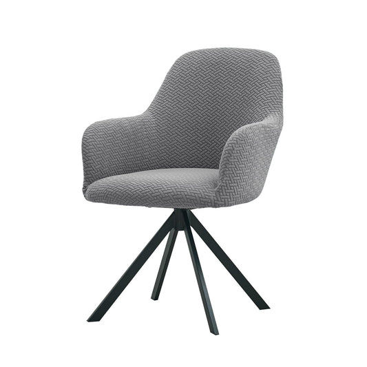 Premium Jacquard Fully Covered Cover for Swivel Dining Chair with Arms, Grey