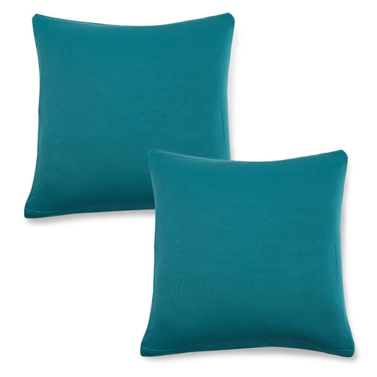 HOKIPO Stretchable Pack of 2 Plain Cushion Cover 16x16 inch,Dark Cyan