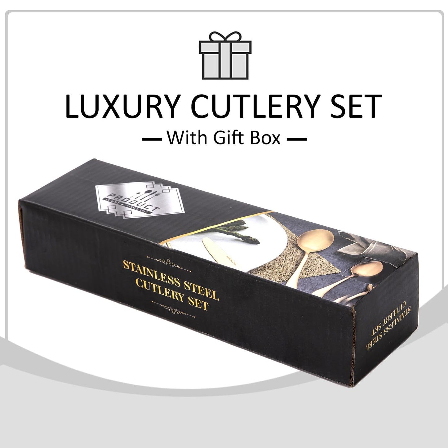 Cutlery Set of 18 / 24 Pcs Stainless Steel Flatware Set, Mirror Finish - Gold