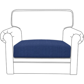 Stretchable Thick Jacquard Textured Seat Cushion Cover for 1/2/3 Seaters / Pieces for Sofa, Navy Blue