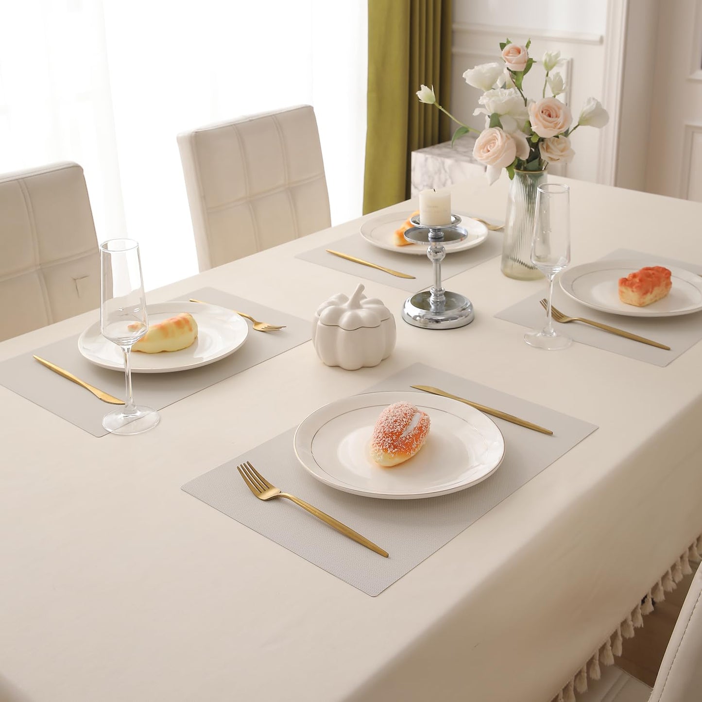 PP Waterproof Dining Table Mat, Beige