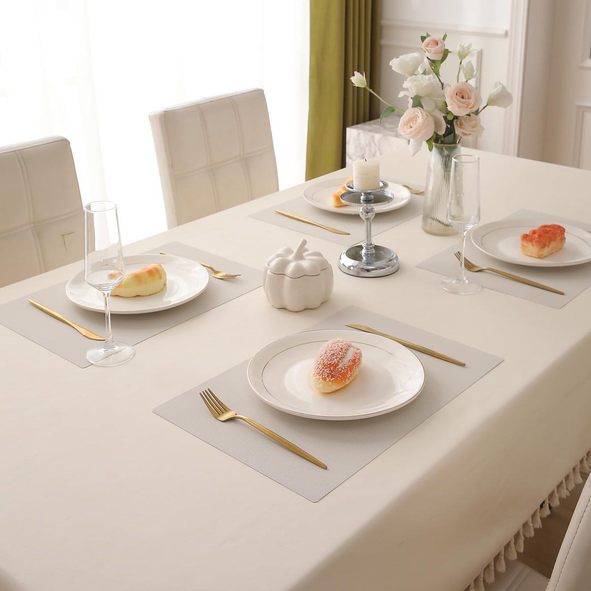 Buy Beige pp waterproof placemat set of 4