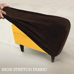 Premium 210 GSM Velvet Stretchable Ottoman Foot Rest Stool Cover, Brown