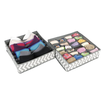 Non-Woven 2 Pcs Undergarment Organizer Storage Box For Drawers Bra Panty Socks Tie Lingerie Wardrobe, 24X7 Grid (Clothing, Grey)