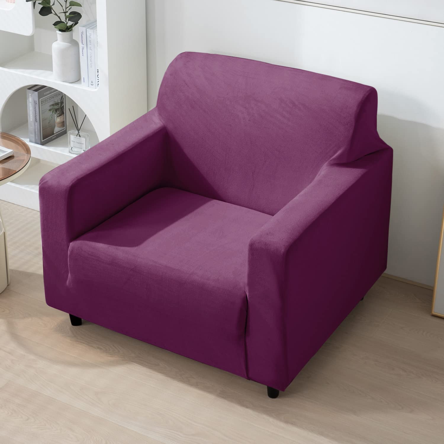 single seater Purple elastic stretchable velvet sofa cover​