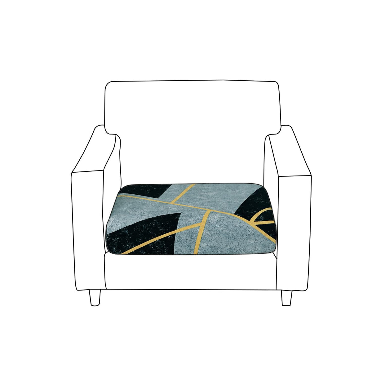140 GSM Stretchable Printed Elastic Sofa Cushion Seat Cover for 1 /2 /3 Seaters / Pieces for Sofa, Multicolor Abstract Geometry