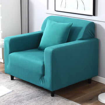 Dark Cyan colour plain stretchable 1 seater sofa cover
