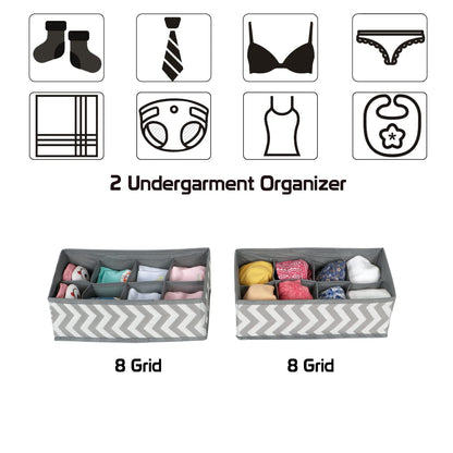 Non-Woven Fabric Undergarment Organizer Storage Box For Drawers Bra Panty Socks Tie Lingerie Organizer For Wardrobe, 8 Grid*2), Drawer Organizers, Blue-Green