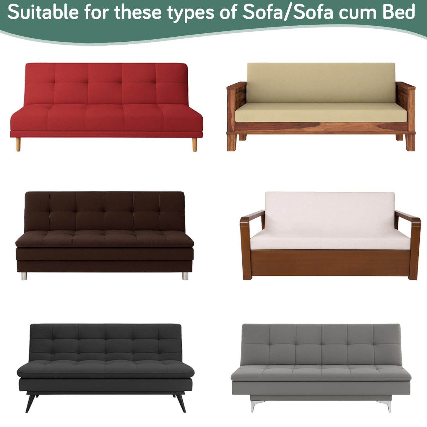 Luxurious Stretchable Spandex Jacquard Sofa-Cum-Bed Cover for Futon – Green