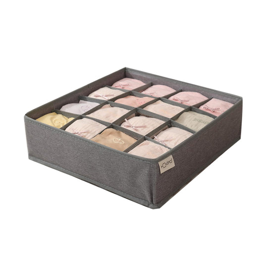 Undergarment Organizer Storage Box for Drawers Panty Socks Tie Lingerie Organizer for Wardrobe, 7/16/24 Grid, Grey