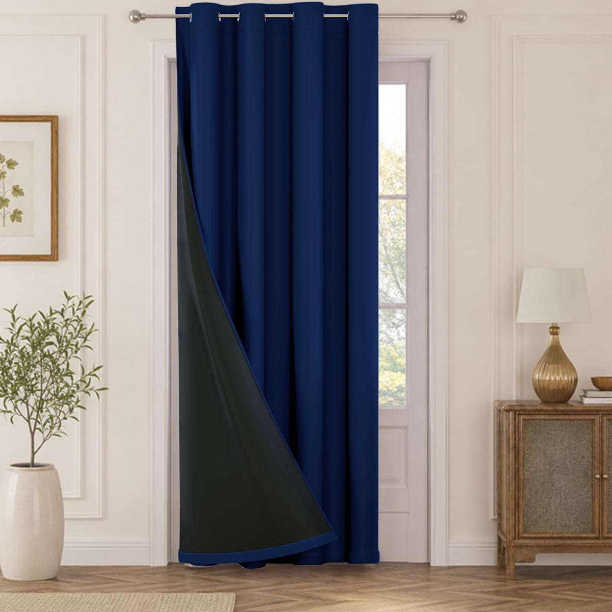 HOKIPO Midnight True Blackout Curtains, 7 Feet Long - Royal Blue