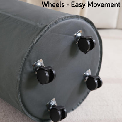 Laundry Basket Foldable Hamper With Wheels, Grey