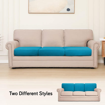 Stretchable Thick Jacquard Textured Seat Cushion Cover for 1/2/3 Seaters / Pieces for Sofa, Teal
