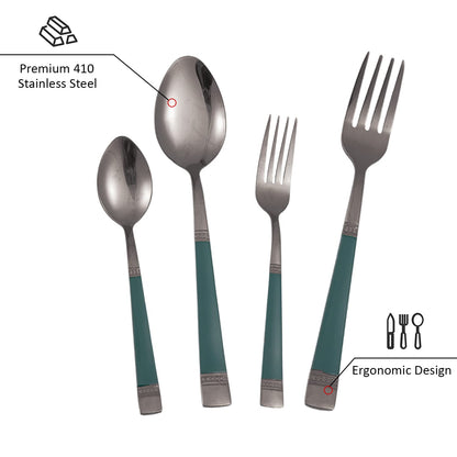 Cutlery Set of 18 / 24 Pcs Stainless Steel Flatware Set, Mirror Finish - Black