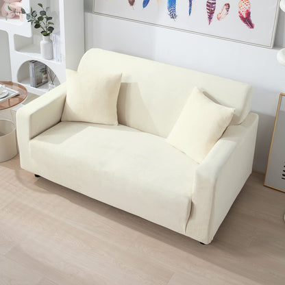 Elastic Stretchable Premium Velvet Sofa Cover, Beige