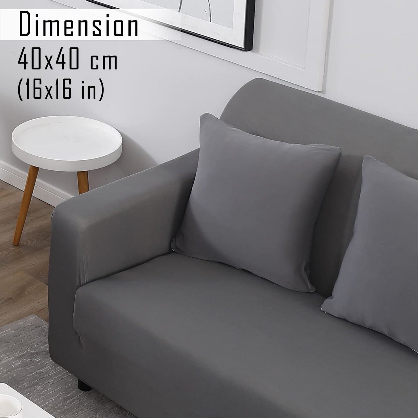 HOKIPO Stretchable Pack of 2 Plain Cushion Cover 16x16, Light Grey
