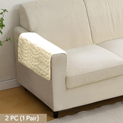 Premium Pebble Milk Velvet Anti Slip Sofa Mats, Bliss White