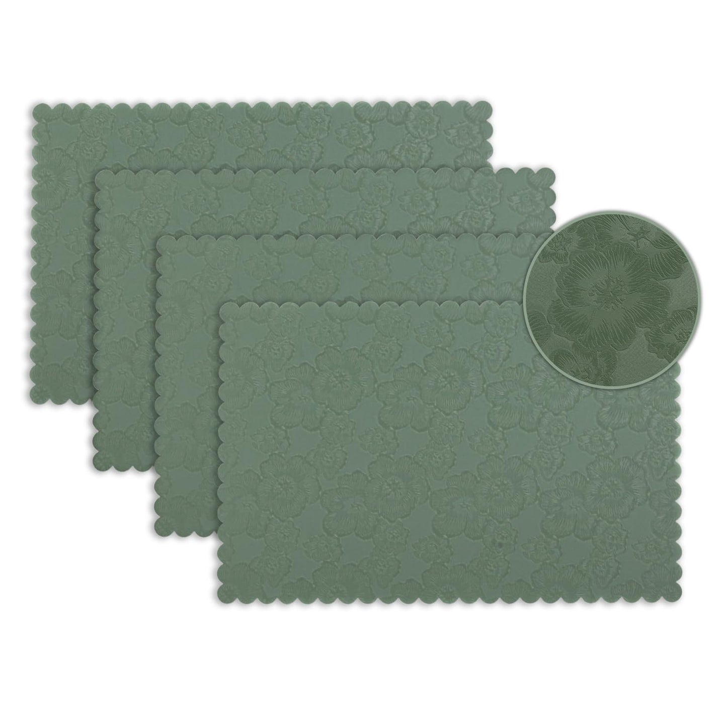 Florista Blush Royal Luxe Faux Leather Mats for Dining Table - Sage Green