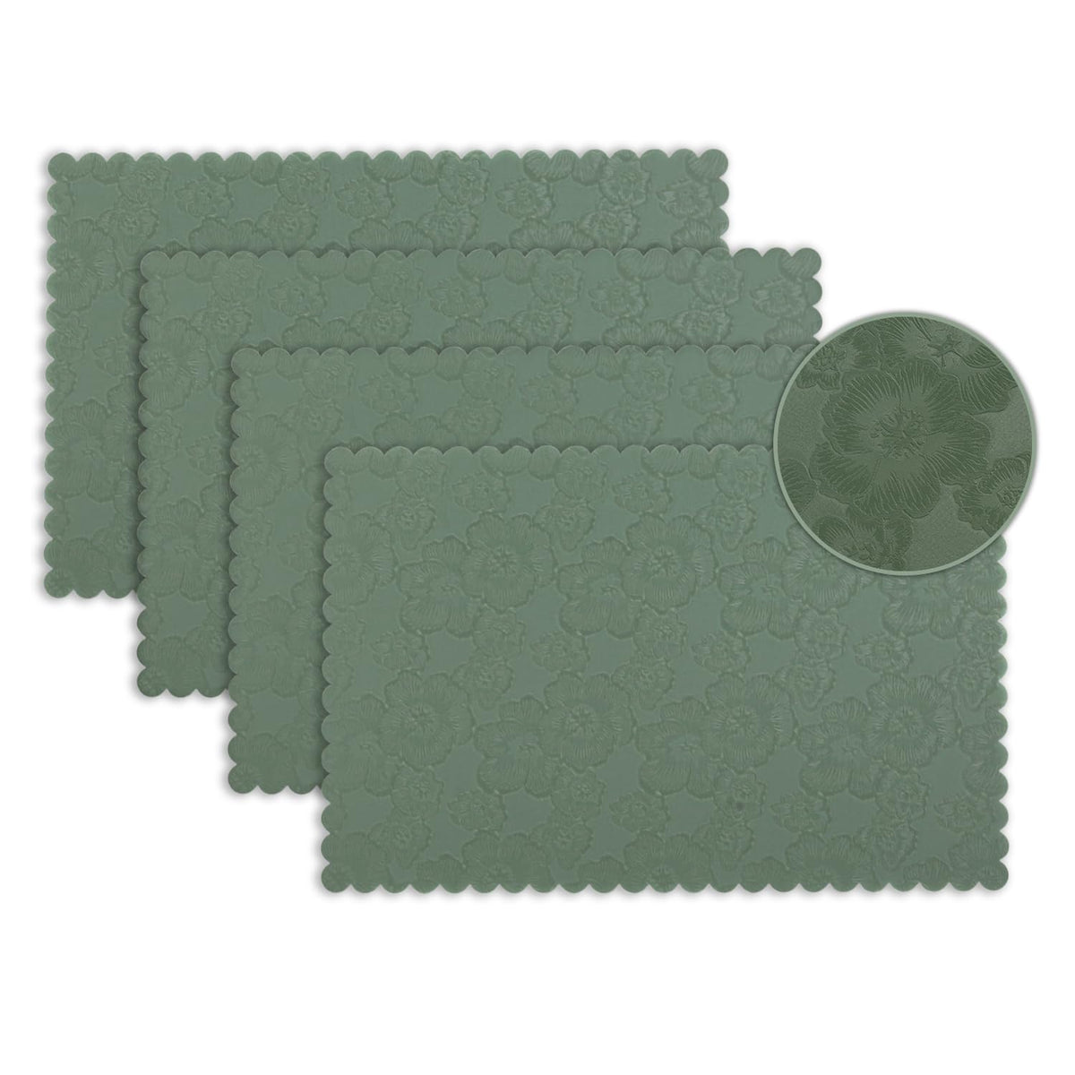 Florista Blush Royal Luxe Faux Leather Mats for Dining Table - Sage Green