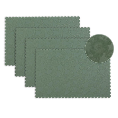 Florista Blush Royal Luxe Faux Leather Mats for Dining Table - Sage Green